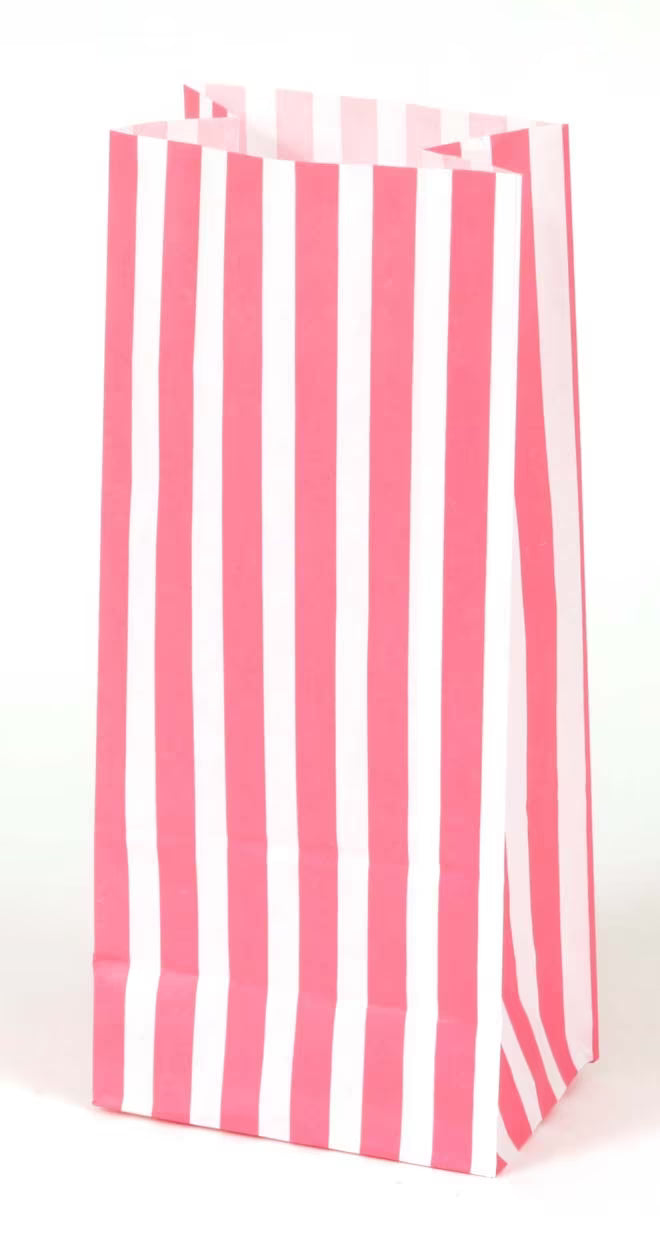 50 x Pink stripe paper bags